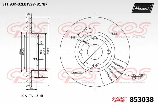Disque de frein MAXTECH 853038
