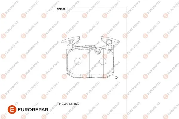Kit de plaquettes de frein, frein à disque EUROREPAR 1681253280