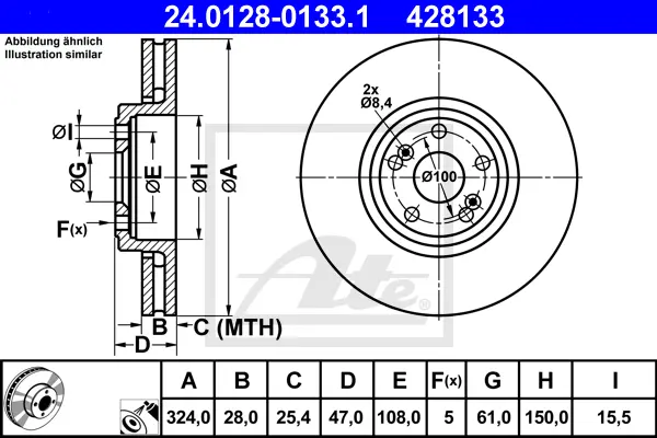Disque de frein ATE-APAC 24.0128-0133.1
