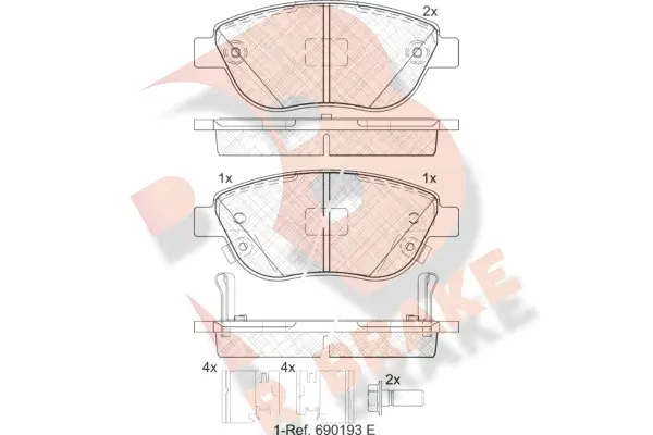 Kit de plaquettes de frein, frein à disque R BRAKE RB1809-203