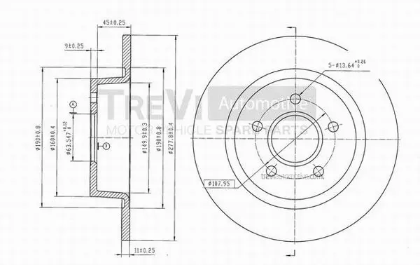 Disque de frein TREVI AUTOMOTIVE BD1075