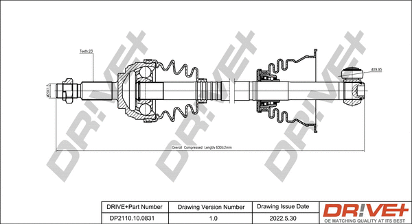 Arbre de transmission Dr!ve+ DP2110.10.0831