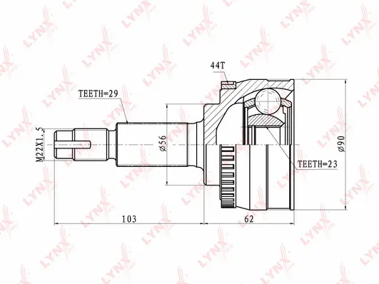 Jeu de joints, arbre de transmission LYNXAUTO CO-5712A