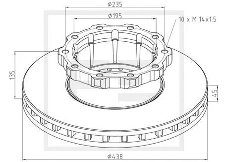 Disque de frein PE Automotive 016.284-00A