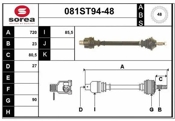 Arbre de transmission STARTCAR 081ST94-48