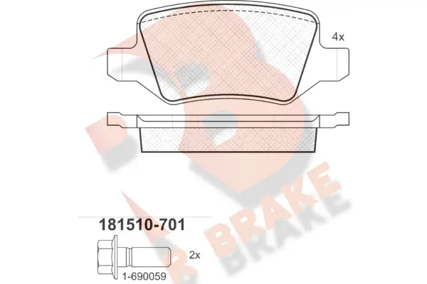 Kit de plaquettes de frein, frein à disque R BRAKE RB1510-701