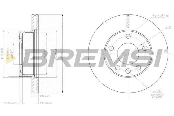 Disque de frein BREMSI CD7640V