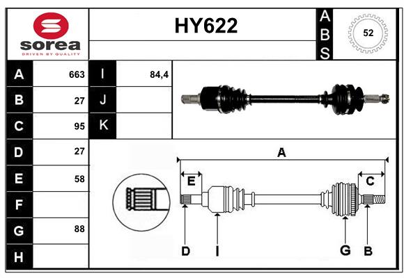 Arbre de transmission SERA HY622