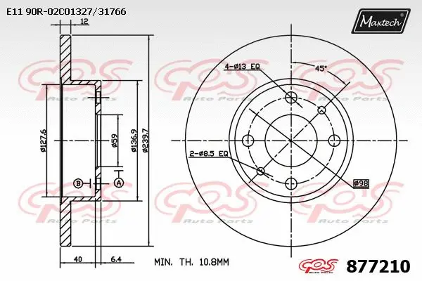 Disque de frein MAXTECH 877210