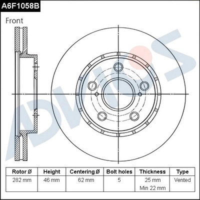 Disque de frein ADVICS A6F1058B