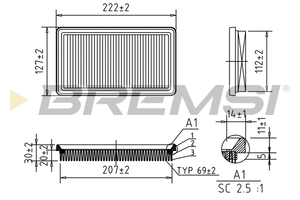 Filtre à air BREMSI FA0587