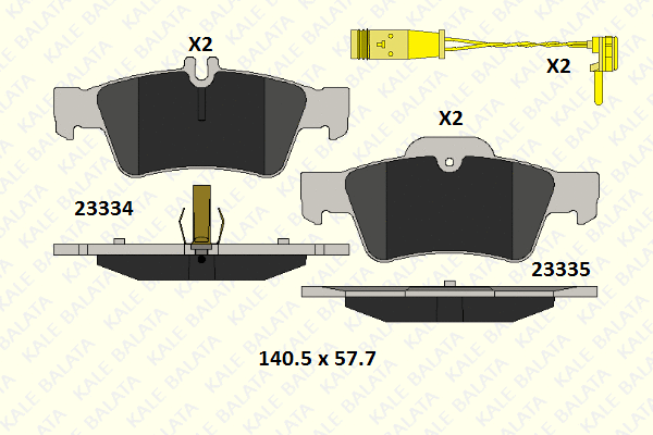 Kit de plaquettes de frein, frein à disque KALE 23334 165 25