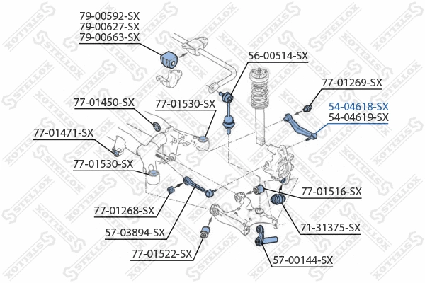 Bras de liaison, suspension de roue STELLOX 54-04618-SX