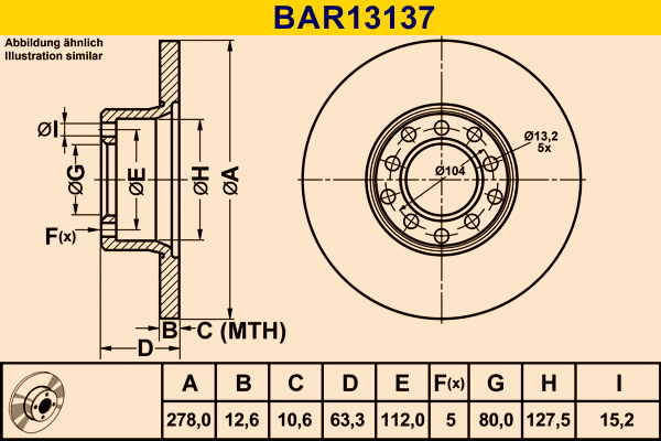 Disque de frein BARUM BAR13137