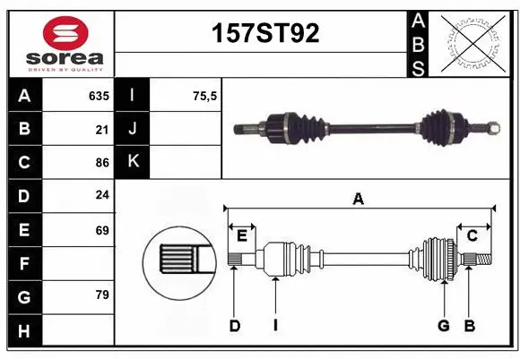 Arbre de transmission STARTCAR 157ST92
