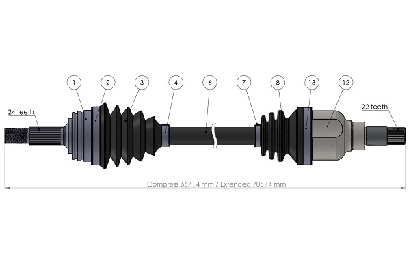 Arbre de transmission SERCORE 221897