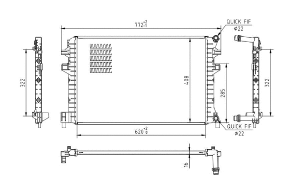 Radiateur, refroidissement du moteur HART 623 812