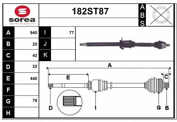 Arbre de transmission STARTCAR 182ST87