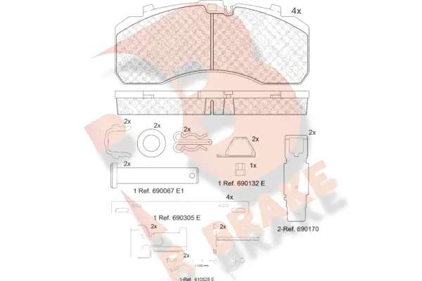 Kit de plaquettes de frein, frein à disque R BRAKE RB2091-113