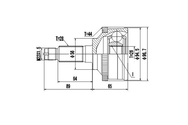 Jeu de joints, arbre de transmission DYNAMATRIX DCV818029
