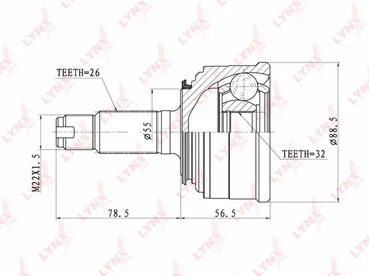 Jeu de joints, arbre de transmission LYNXAUTO CO-3404