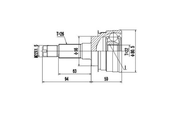 Jeu de joints, arbre de transmission DYNAMATRIX DCV834007