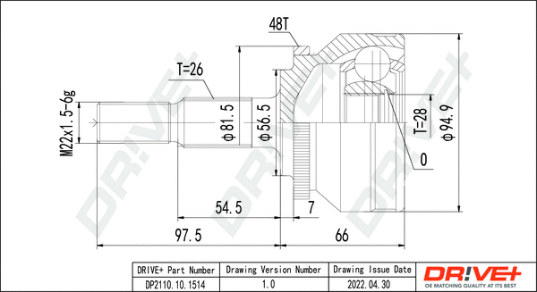 Jeu de joints, arbre de transmission Dr!ve+ DP2110.10.1514