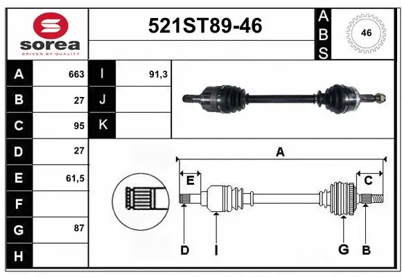 Arbre de transmission STARTCAR 521ST89-46