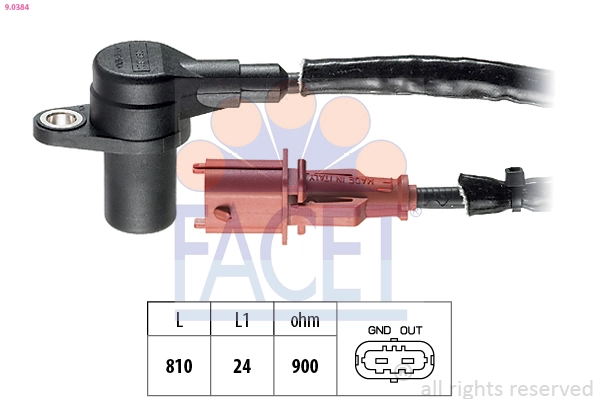 Capteur, vitesse de rotation du moteur FACET 9.0384