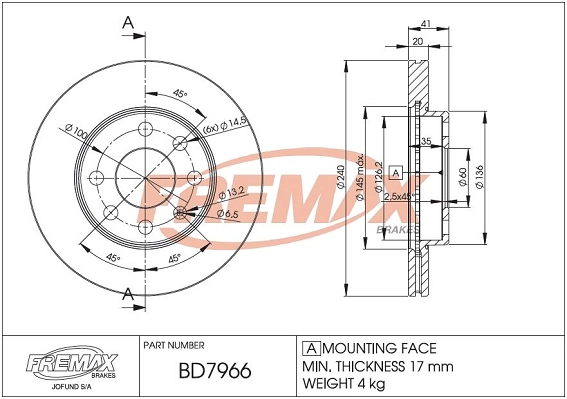 Disque de frein FREMAX BD-7966