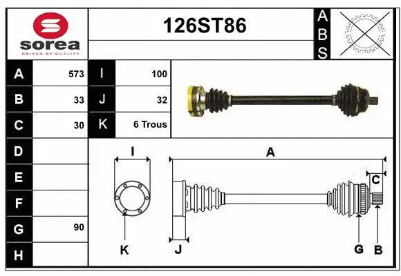 Arbre de transmission STARTCAR 126ST86