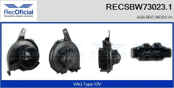 Pulseur d'air habitacle RECOFICIAL RECSBW73023.1