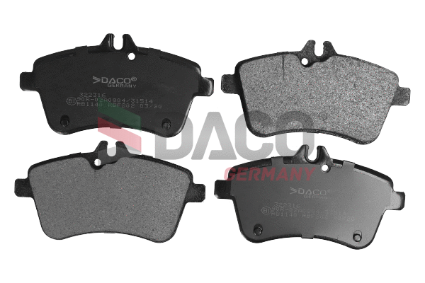 Kit de plaquettes de frein, frein à disque DACO Germany 322316