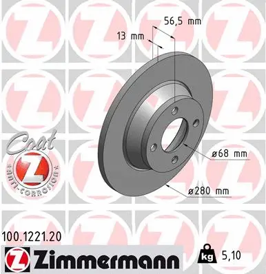 Disque de frein ZIMMERMANN 100.1221.20