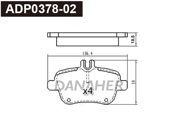 Kit de plaquettes de frein, frein à disque DANAHER ADP0378-02