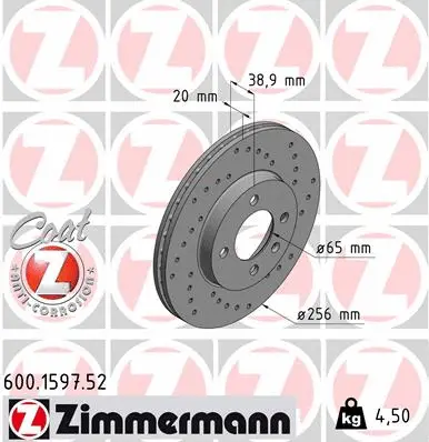 Disque de frein ZIMMERMANN 600.1597.52