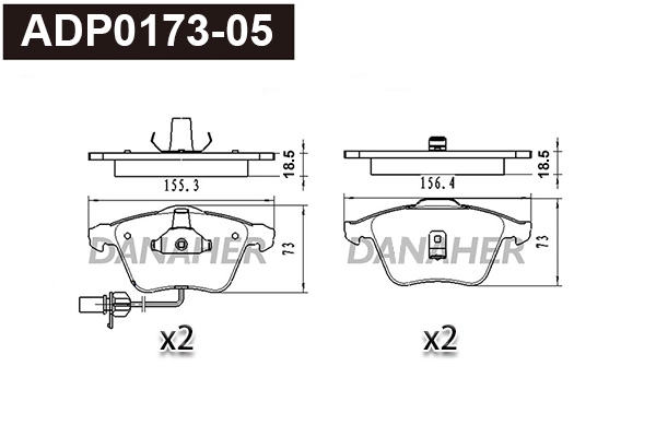 Kit de plaquettes de frein, frein à disque DANAHER ADP0173-05