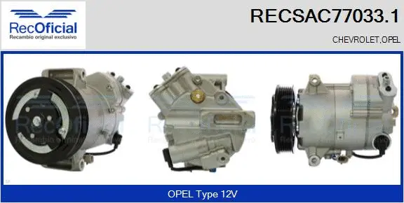 Compresseur, climatisation RECOFICIAL RECSAC77033.1