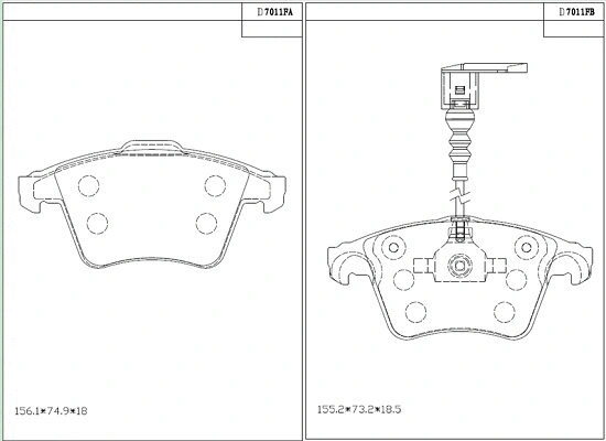 Kit de plaquettes de frein, frein à disque ASIMCO KD7011F