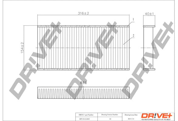 Filtre, air de l'habitacle Dr!ve+ DP1110.12.0001