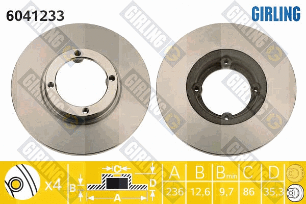 Disque de frein GIRLING 6041233