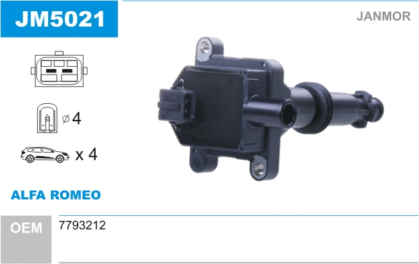 Bobine d'allumage JANMOR JM5021