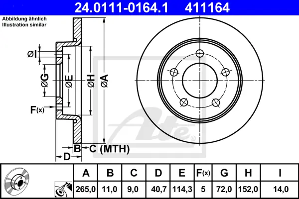 Disque de frein ATE-APAC 24.0111-0164.1