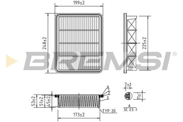 Filtre à air BREMSI FA1604