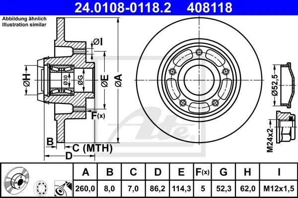 Disque de frein ATE-APAC 24.0108-0118.2