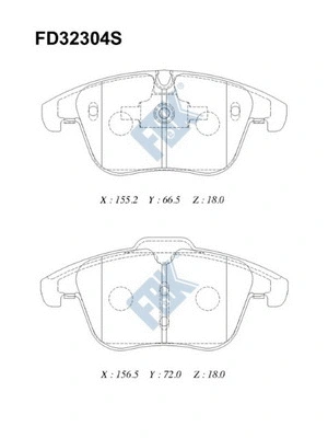 Kit de plaquettes de frein, frein à disque FBK FD32304S