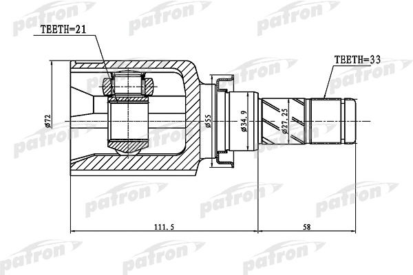 Jeu de joints, arbre de transmission PATRON PCV1388