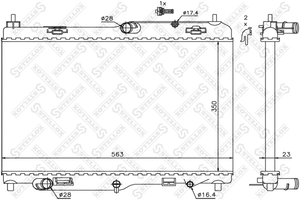 Radiateur, refroidissement du moteur STELLOX 10-25410-SX