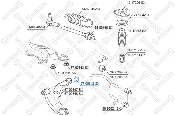 Suspension, bras de liaison STELLOX 77-00642-SX
