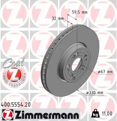 Disque de frein ZIMMERMANN 400.5554.20